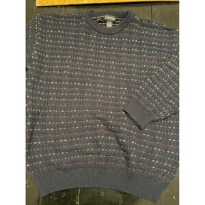 Jantzen Vintage Mens XL Navy Blue Textured Knit Sweater Multi Color  Crewneck
